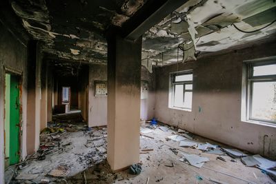 Smoke and fire damage inside a home